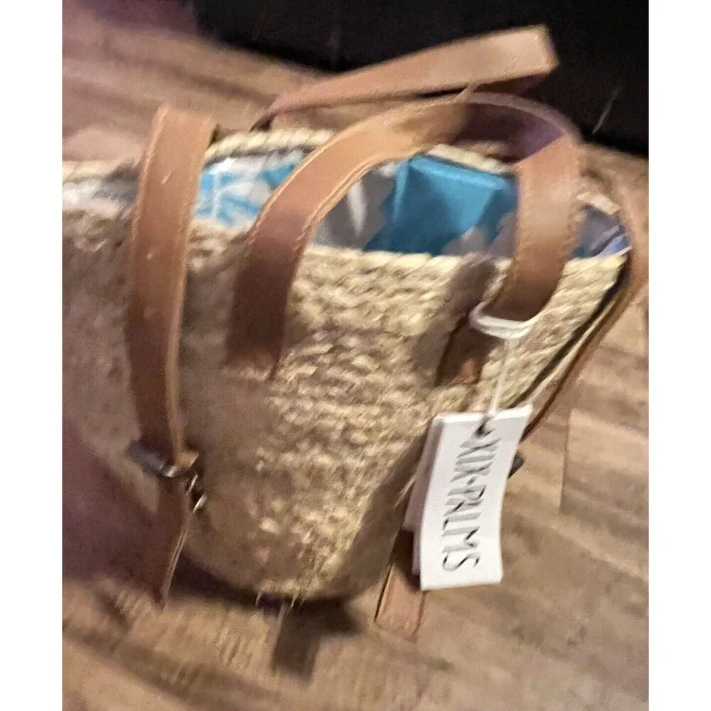 XIX Palms The Shorebreak Picnic Cooler Bag Backpack Jute Woven Handmade With Tag